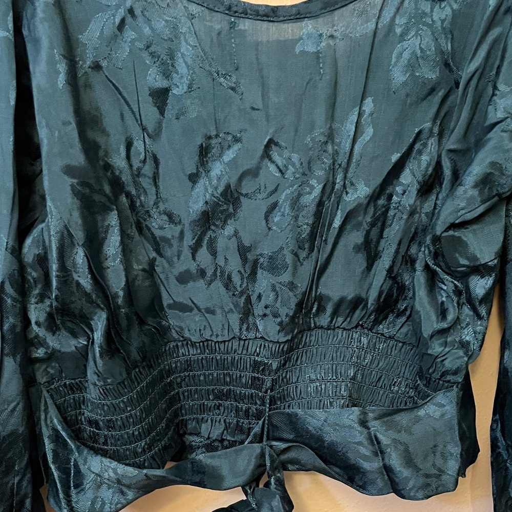 Chic Teal Balloon Sleeve Blouse - Picture 10 of 11